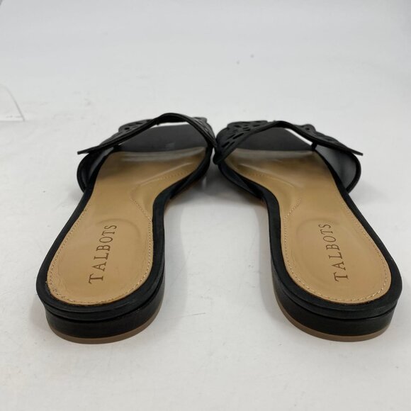 Talbots Black Leather Square Toe Sandals | Size 6 - Picture 5 of 7